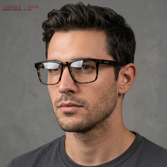 Lennox — Montura de acetato doble bisagra + Resina Blue Protect + Medida