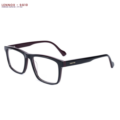 Lennox — Montura de acetato doble bisagra + Resina Blue Protect + Medida