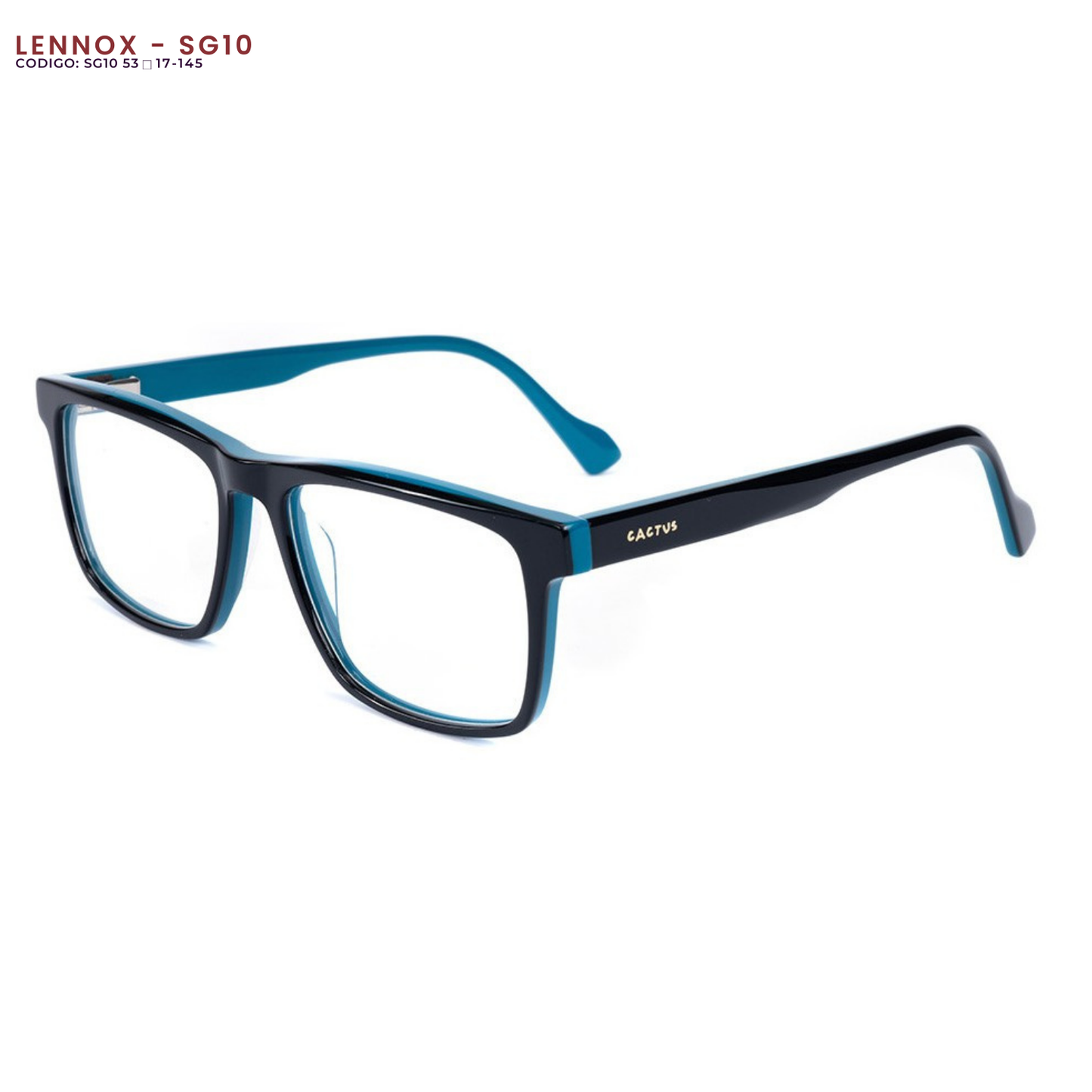 Lennox — Montura de acetato doble bisagra + Resina Blue Protect + Medida