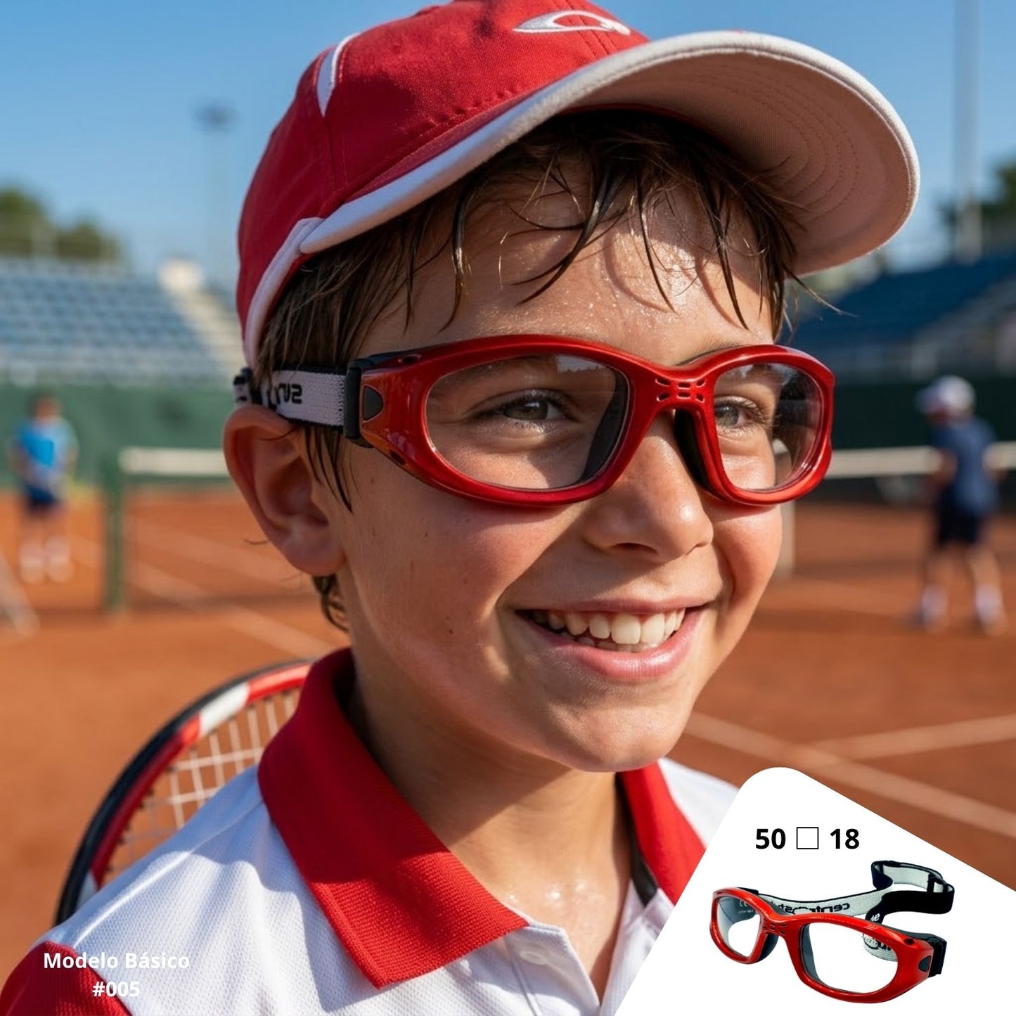 Gafas Deportivas de Seguridad «Centro Style» con Correa Elástica – Rojo Vibrante
