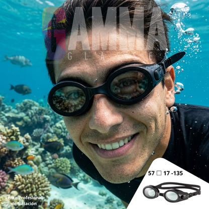 Lente profesional para natación con medida